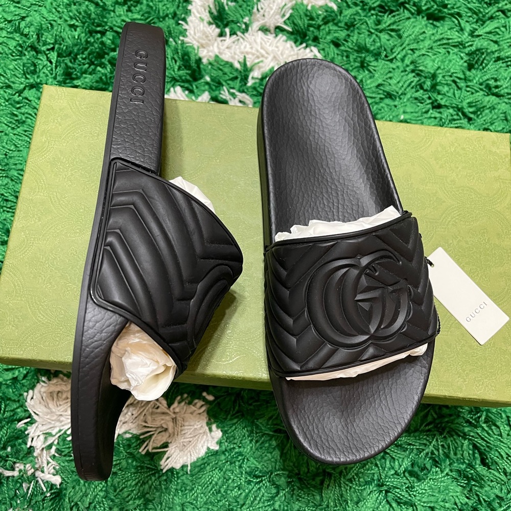 Gucci Black Marmot Slides/Sandals